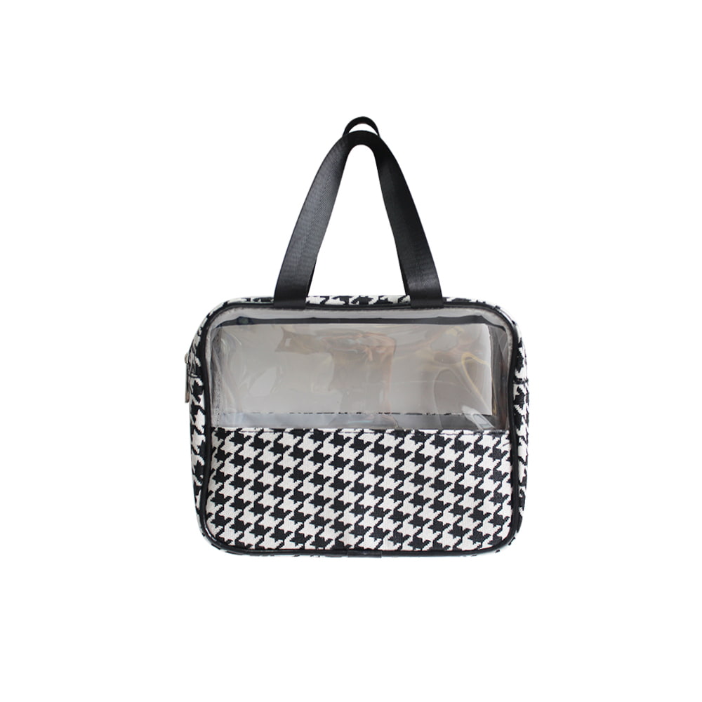 LL001 Houndstooth Black And White  Travel Cosmetic Bag