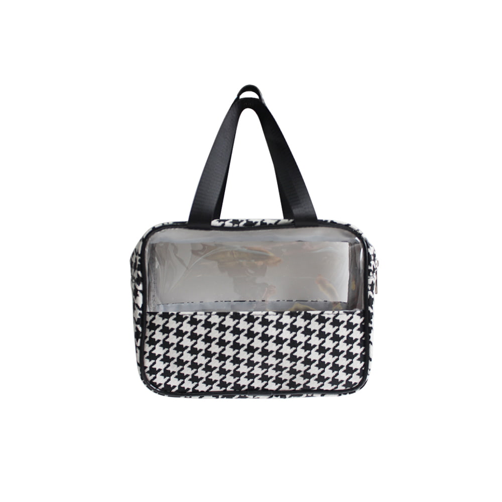 LL001 Houndstooth Black And White  Travel Cosmetic Bag