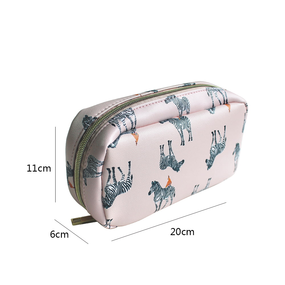 WC-2202 Zebra Pattern PU Leather Women Travel Make Up Bag