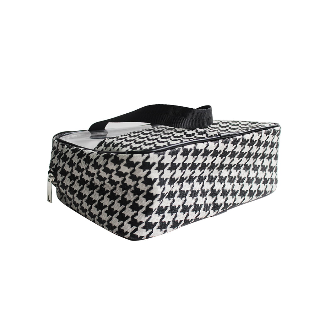 LL001 Houndstooth Black And White  Travel Cosmetic Bag