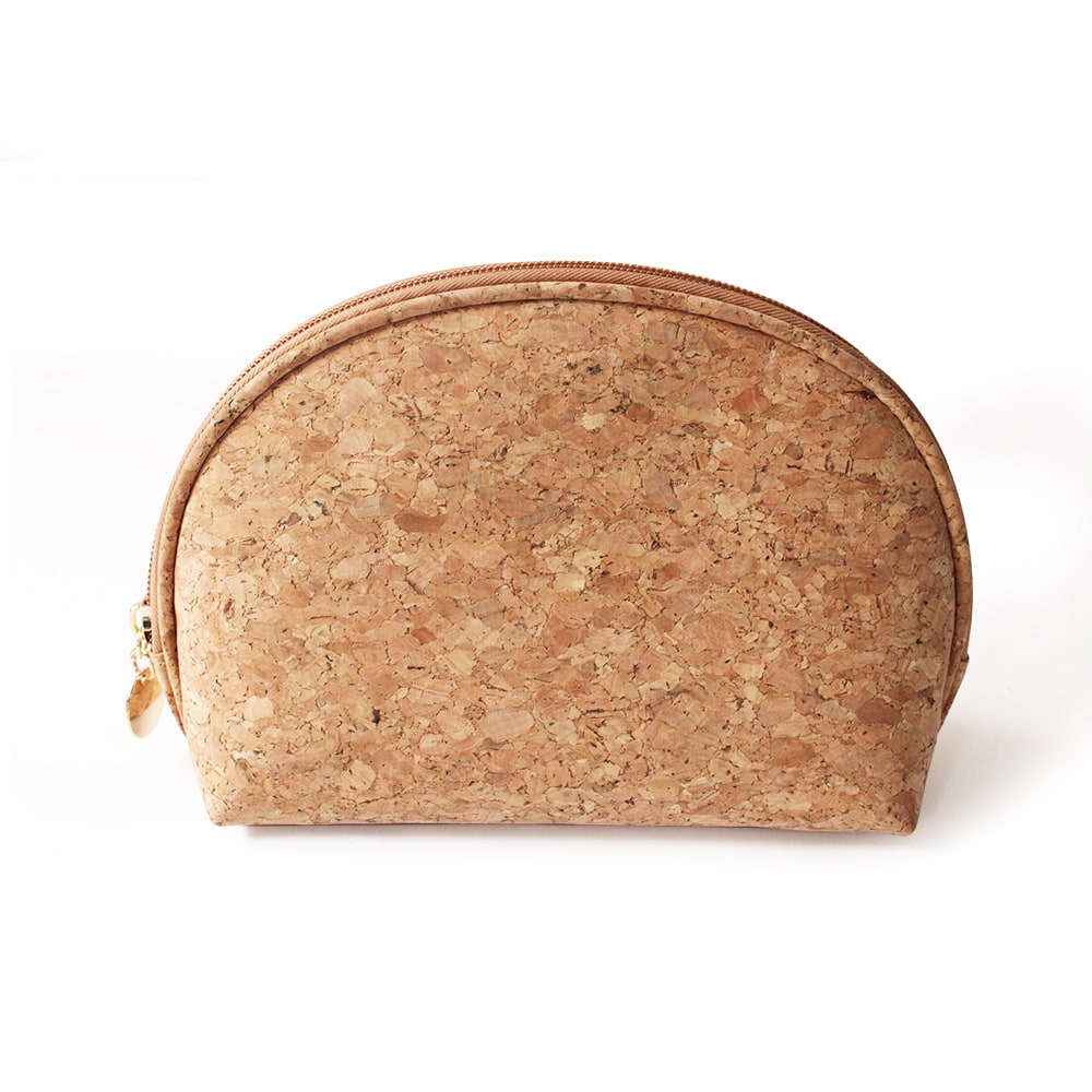 1315 Natural Cork Print Travel Leather Toiletry Makeup Bag