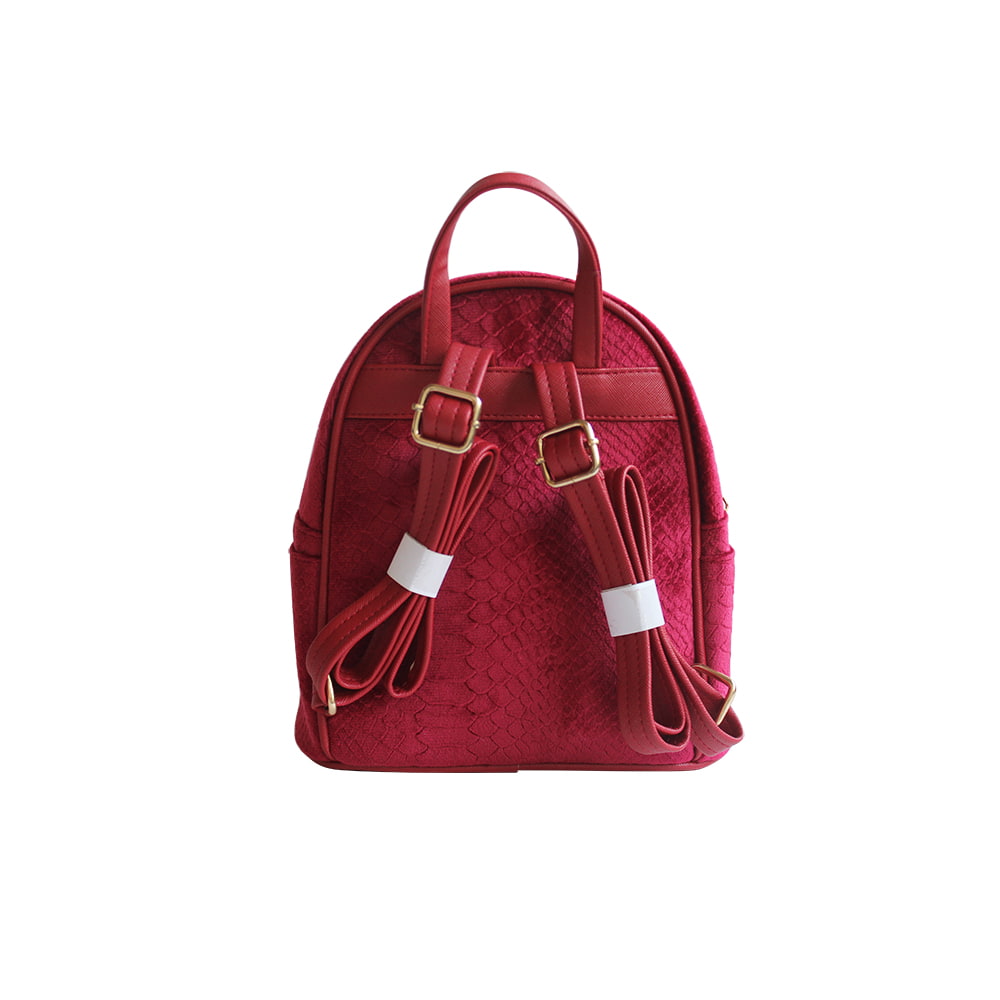 8828 Red Leather Embossed Small Mini Women Backpack