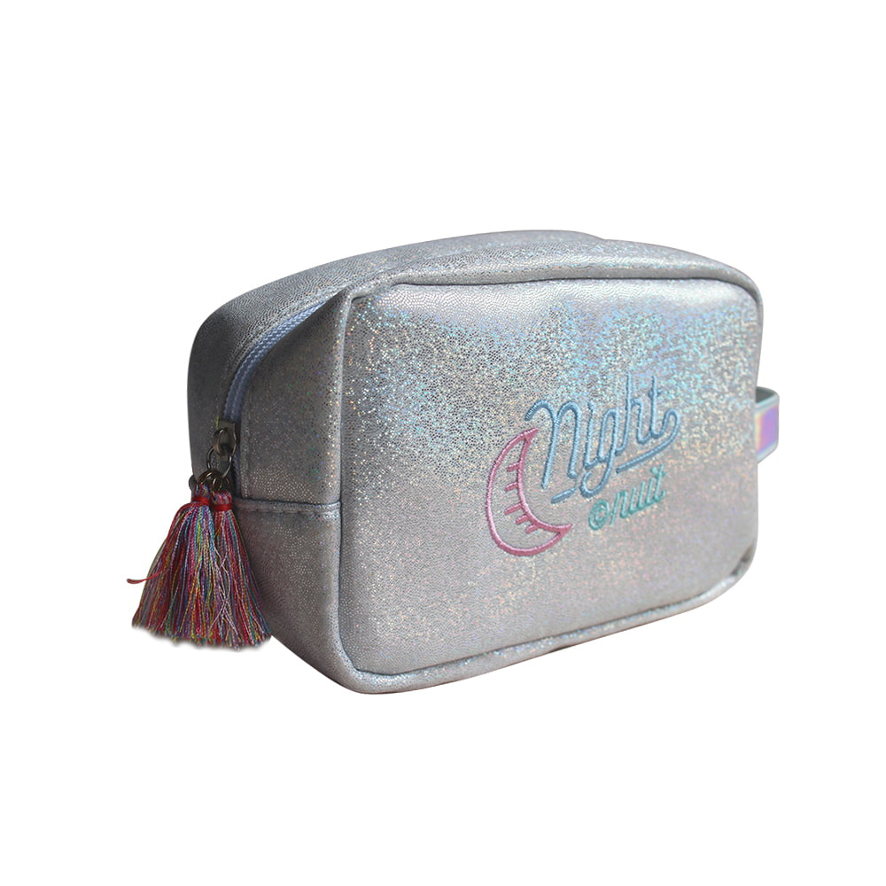 BD-GM07 Holographic Glitter Embroidered Travel Cosmetic Bag