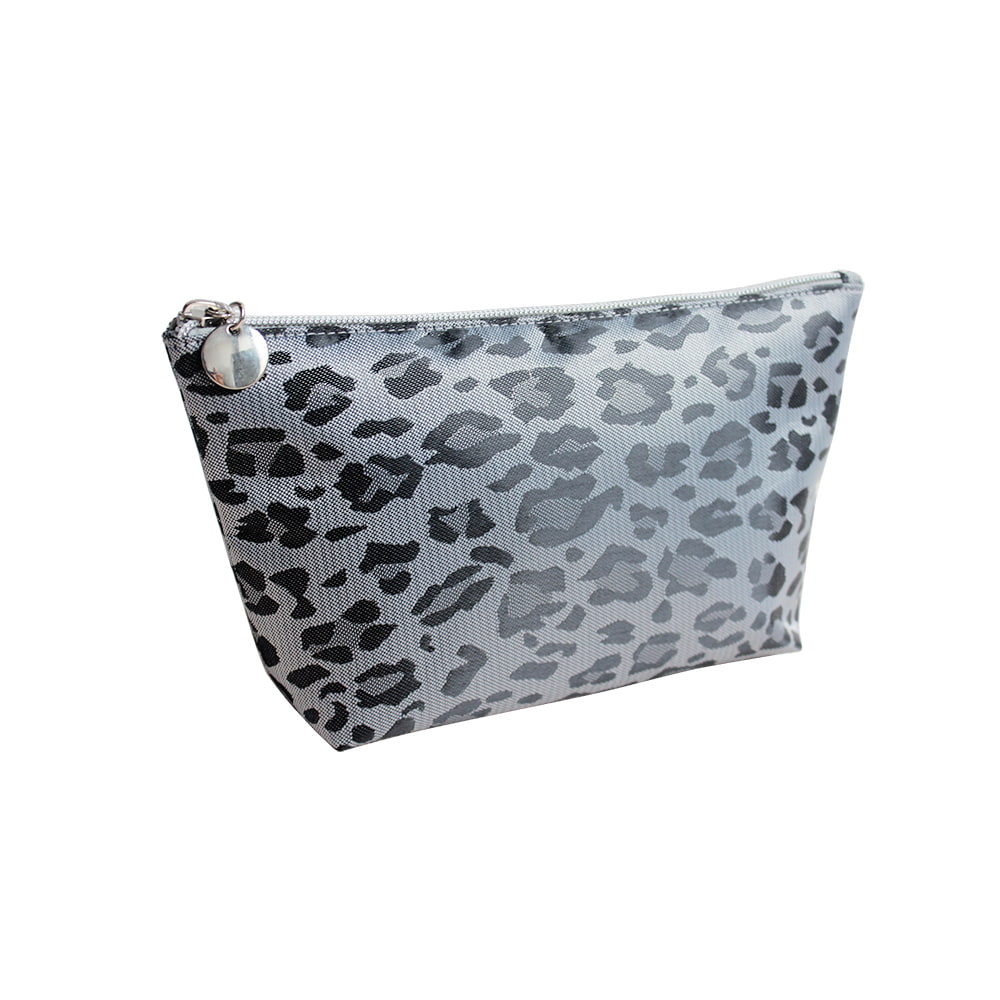 2947 Gray Leopard Print Women Portable Travel Makeup Bag