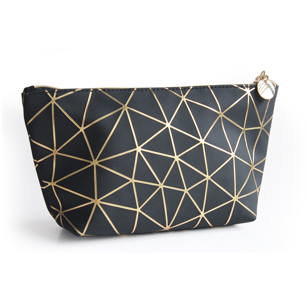 2947 Gold Geometric Lines Cosmetic Organizer Toiletries Bag