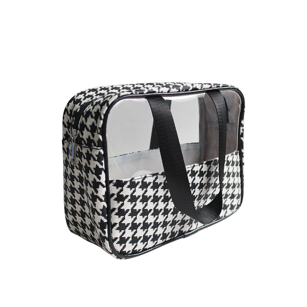 LL001 Houndstooth Black And White  Travel Cosmetic Bag