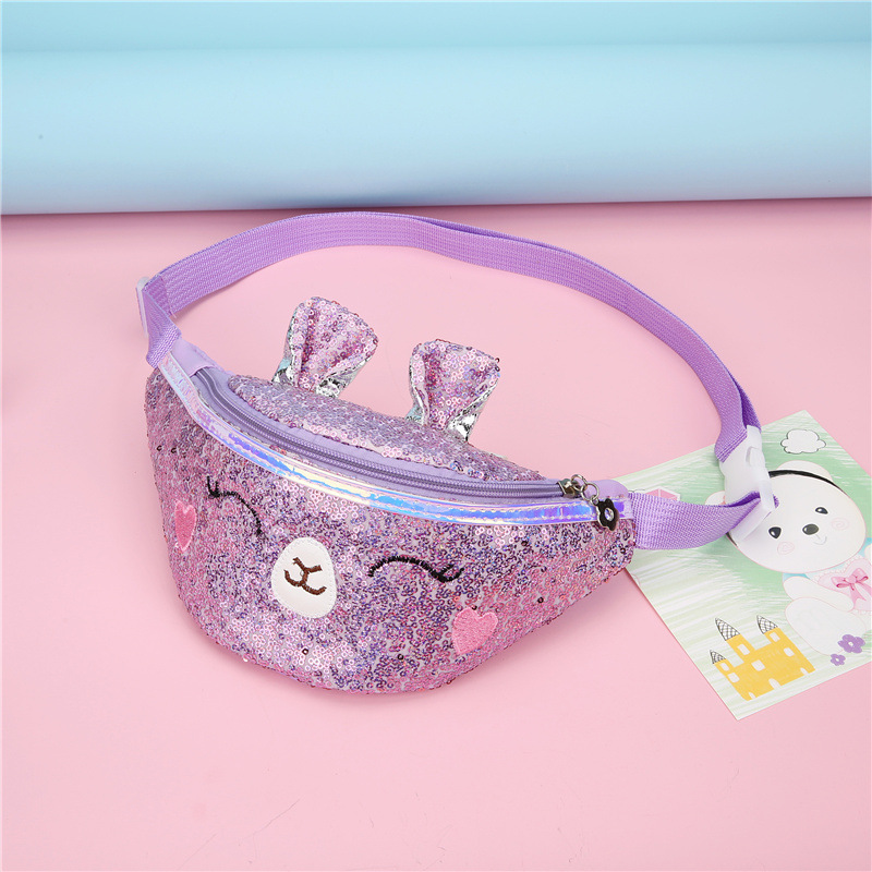 BD-GM26 Cat Graphic Glitter Sequin Girls Travel Waist Bag