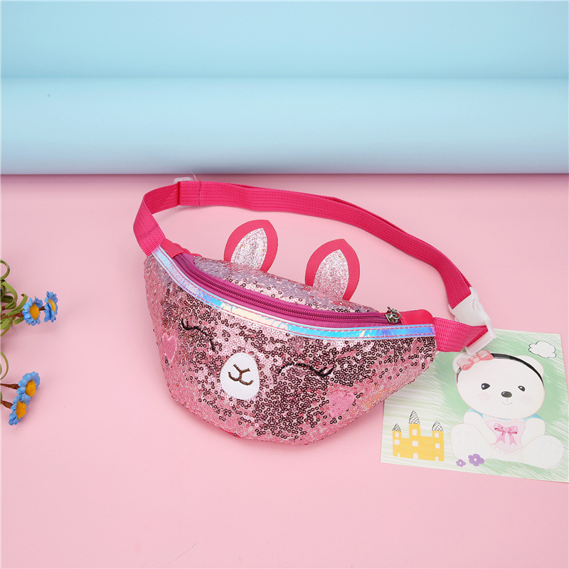 BD-GM26 Cat Graphic Glitter Sequin Girls Travel Waist Bag