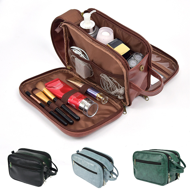 BD-GM116 PU Leather Toiletry Bag with compartment pockets