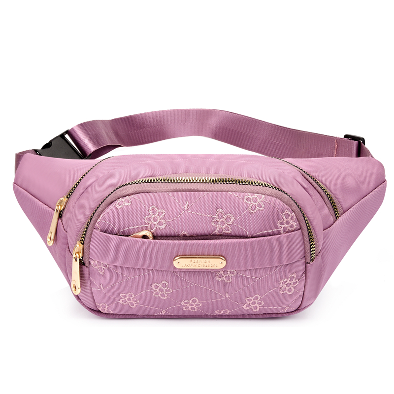 BD-GM162 Flower Embroidery Women Nylon Zipper Fanny Pack