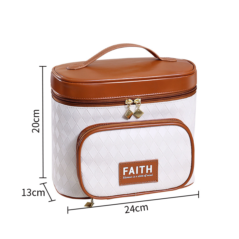 BD-GM123 Lingge Leather Travel Wash Makeup Storage Bag