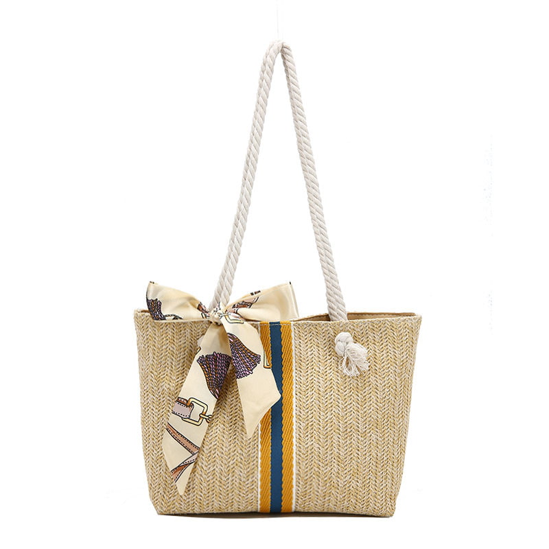 BD-GM32 Large Capacity Woven Striped Summer Beach Bag