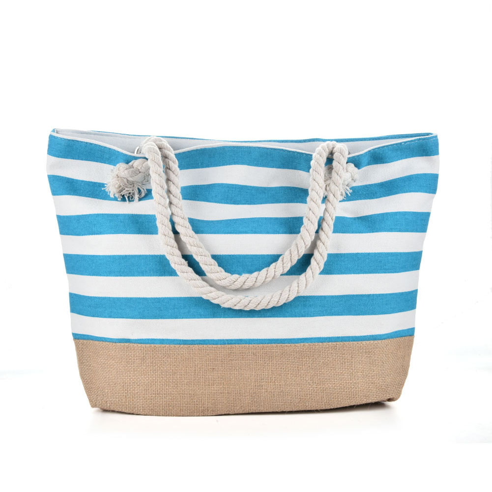 BD-GM29 Striped Canvas Large Capacity Simple Beach Tote Bag