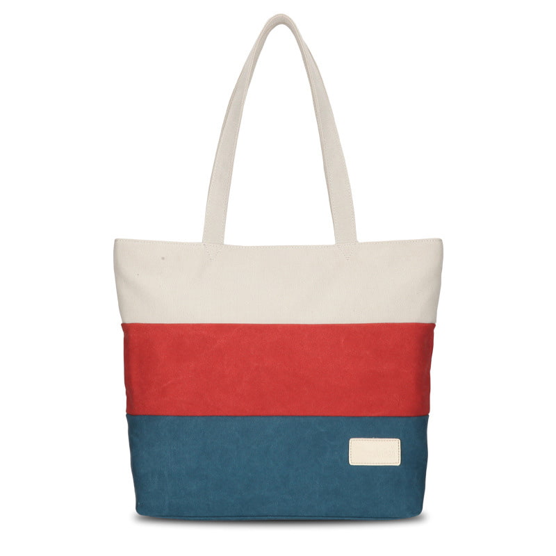 BD-GM33 Tri-Color Canvas Womens Holiday Beach Tote Bag